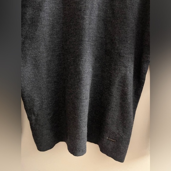 Tory Burch Gray Ribbed Knit Merino Wool Turtleneck Sweater size XL - Picture 4 of 9